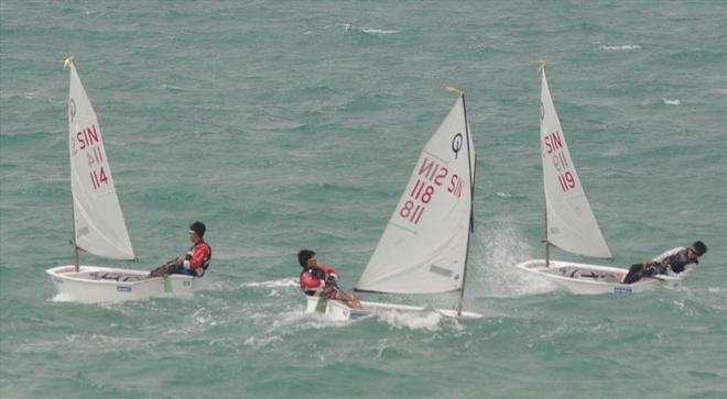 Singapore’s Optimist sailors racing against highly competitive teams at the 2014 IODA Asian Optimist Championships   © SingaporeSailing